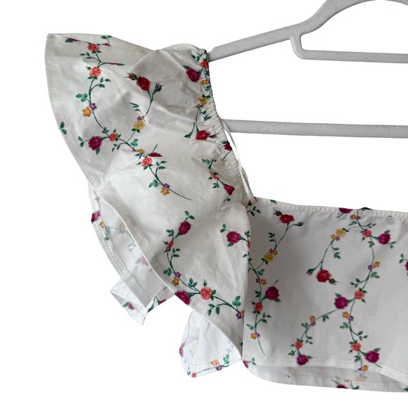 Zara White Floral Blouse with Red Accents Size S Cottagecore Boho Romamtic - Picture 12 of 12